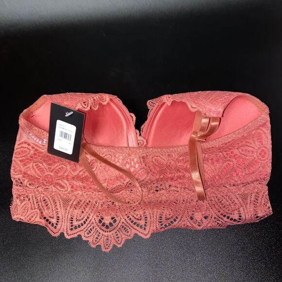 NWT Frederick's of Hollywood Finley Mauve Lace Wireless Bra Bralette Longline XL - Picture 5 of 7